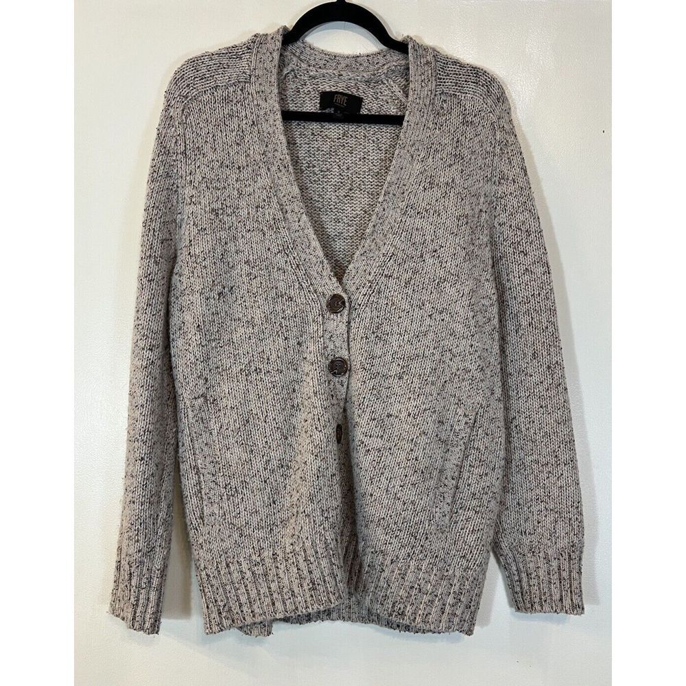 Frye Lambswool Cardigan Women's Small Beige Button Front